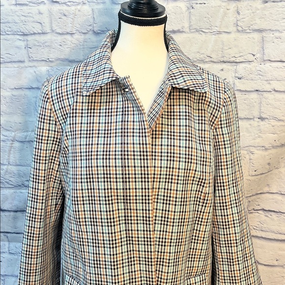 Talbots Mac Lined Jacket NWT Plaid Checkered Hidden Buttons Back Pleat Pockets - Picture 4 of 12